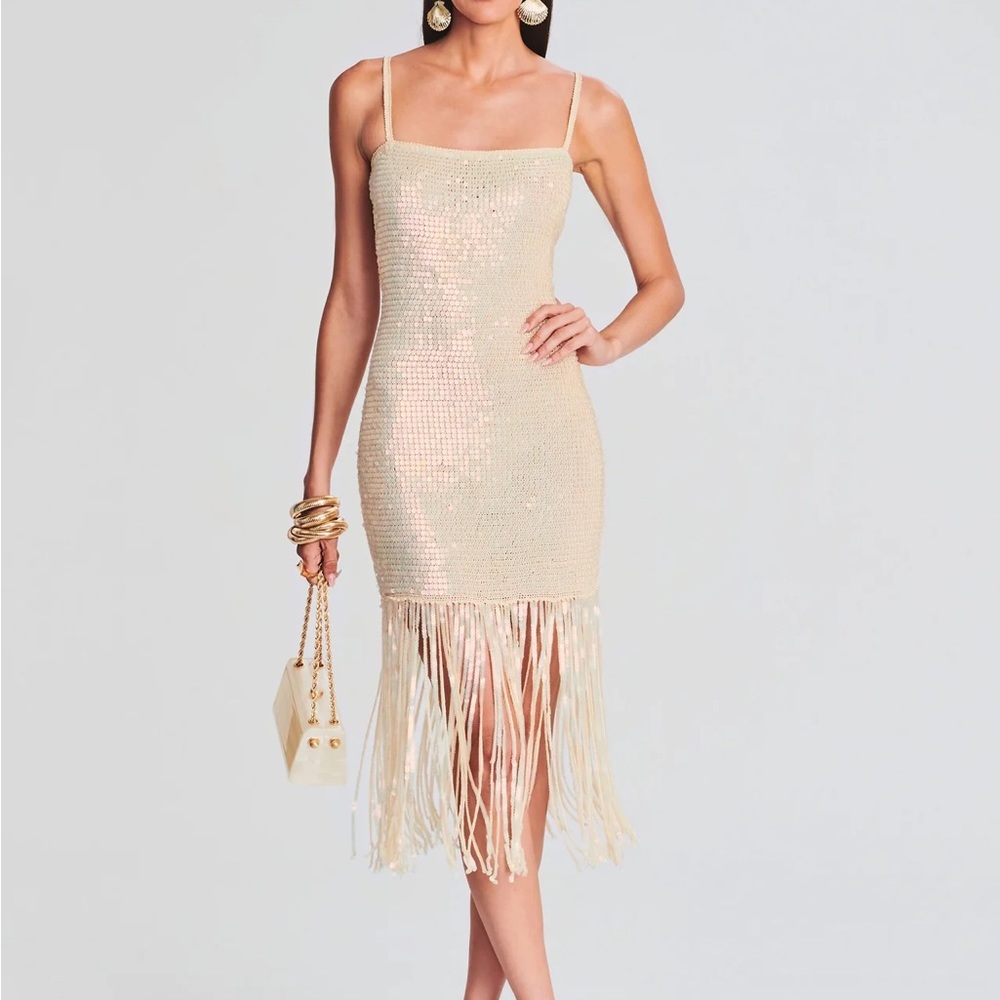 Retrofete Gold Knot Sequin Midi Dress, Size xs/s